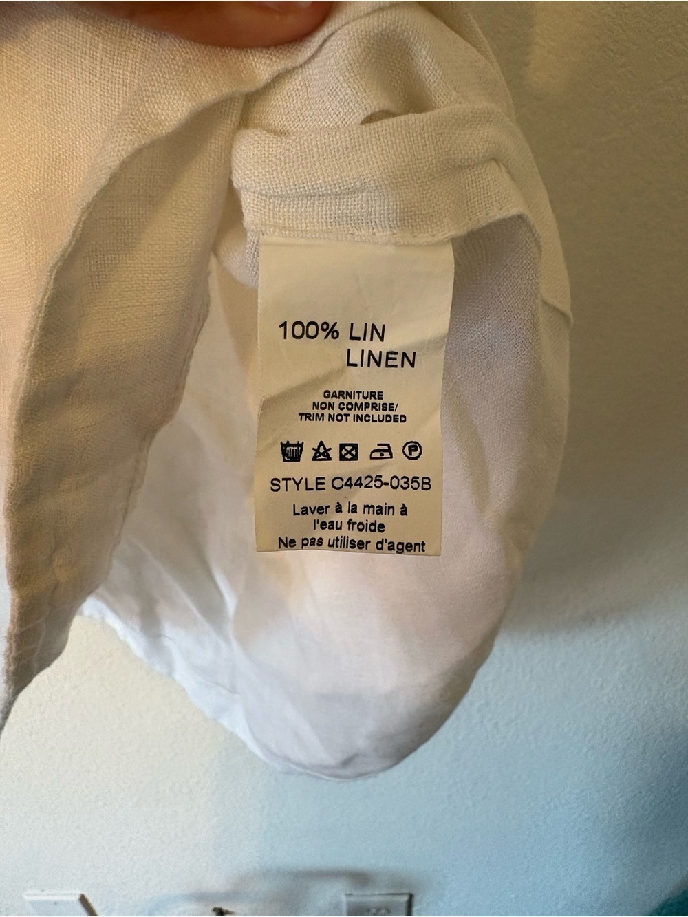 Charlie B Sleeveless Linen Top With Side Buttons - White - Picture 5 of 7